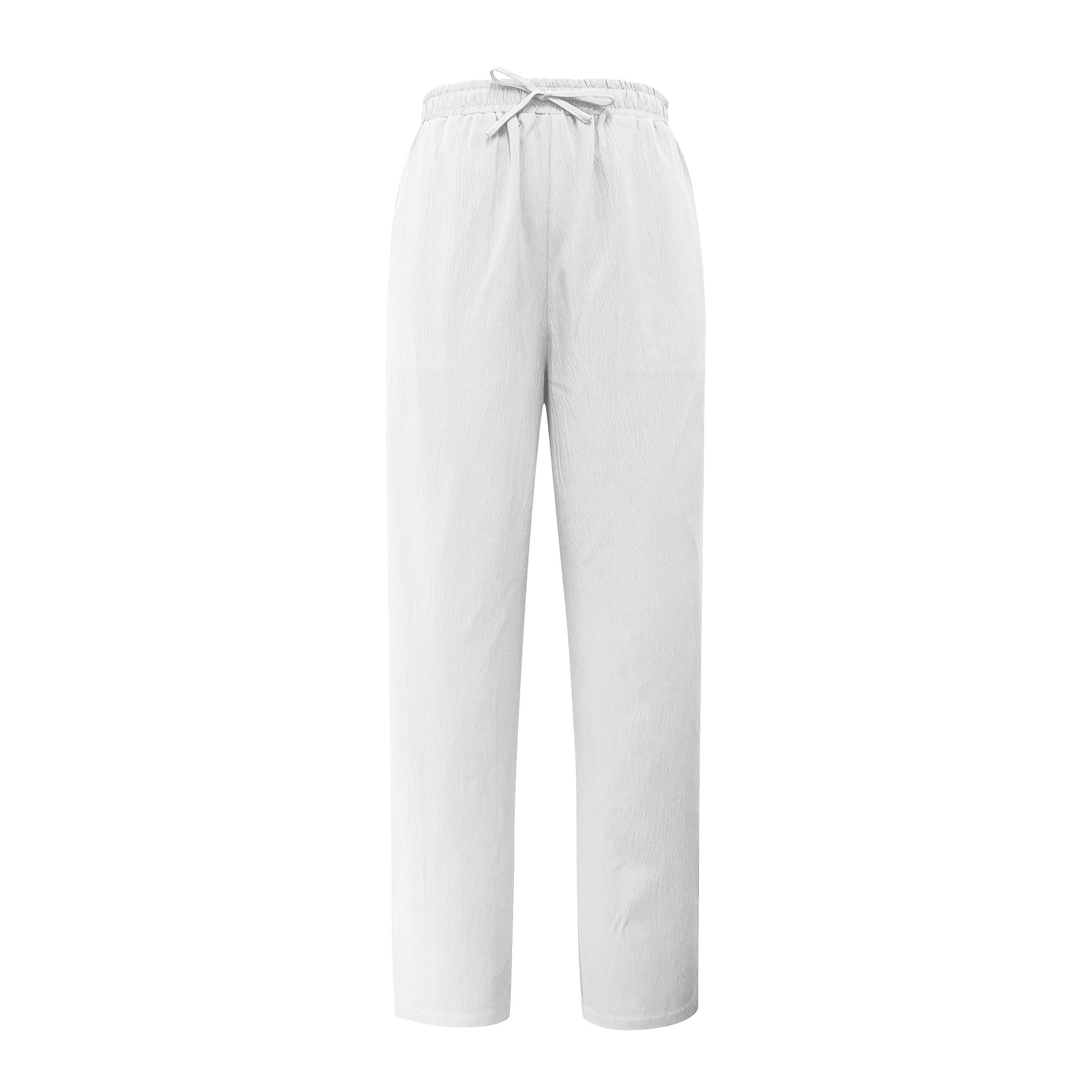 thumbnail image 4 of Pantalones cortos de lino de cintura alta y pierna ancha para mujer: pantalones boho palazzo informales para la playa, poliéster, cintura elástica, tallas S-XXXXXL., 4 of 5